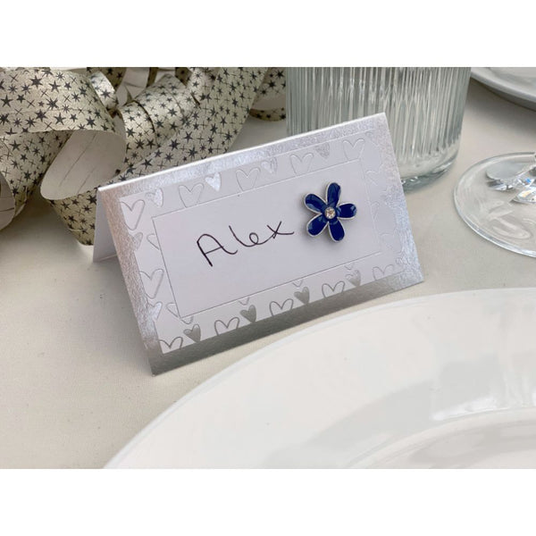 Dark Blue Flower Badges (Pack of 10)