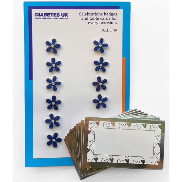 Dark Blue Flower Badges (Pack of 10)