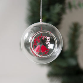 Robin Glass Ball hanging decoration