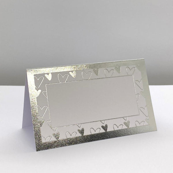 Silver Hearts Table Place Cards (Pack of 10)